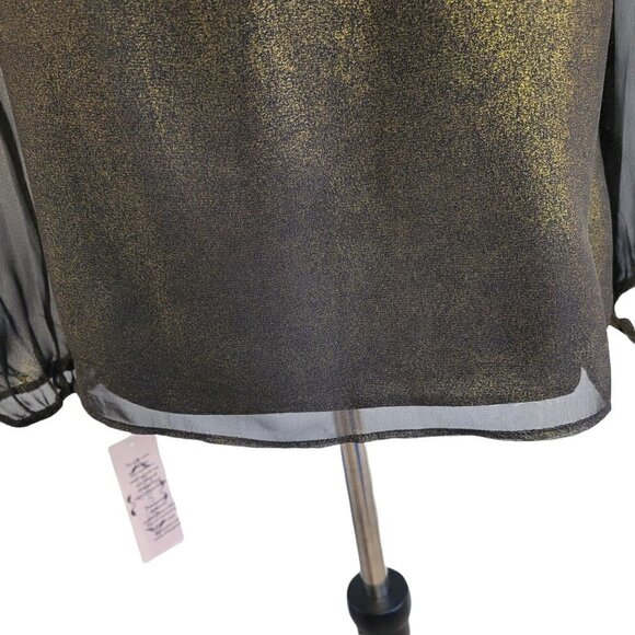Nanette Lepore Shimmery Black and Gold Blouse Size Small - Picture 10 of 16